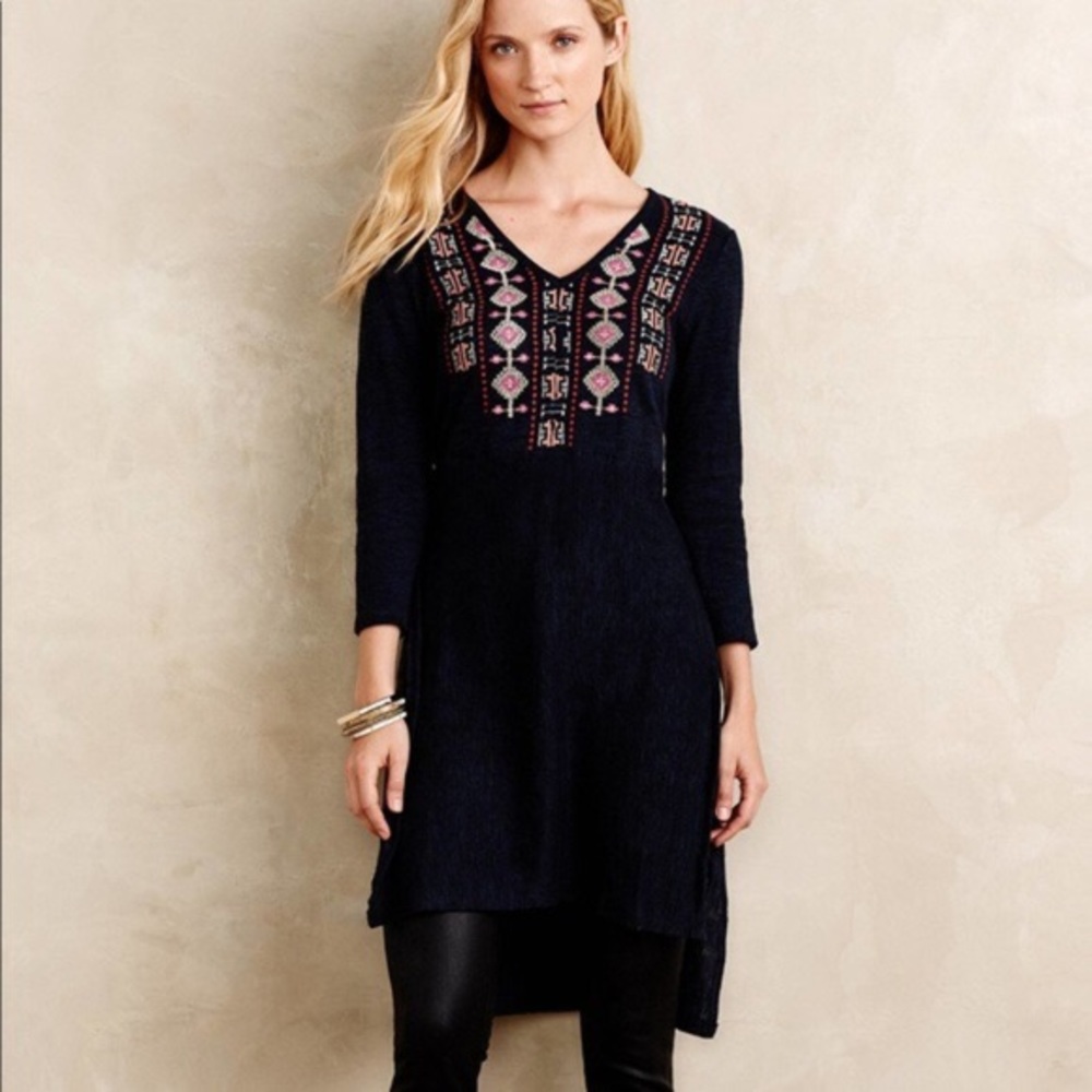 AKEMI + KIN Savin Embroidered Tunic Sweater.